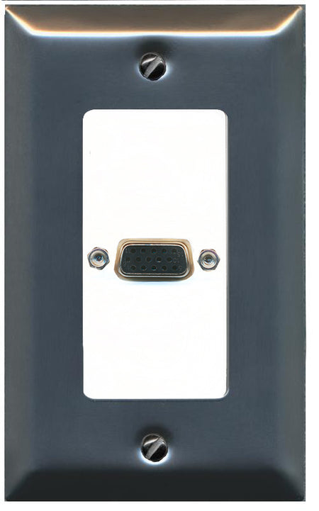 RiteAV 1 Port SVGA Jack Female-Female Decorative Wall Plate Stainless Steel/White
