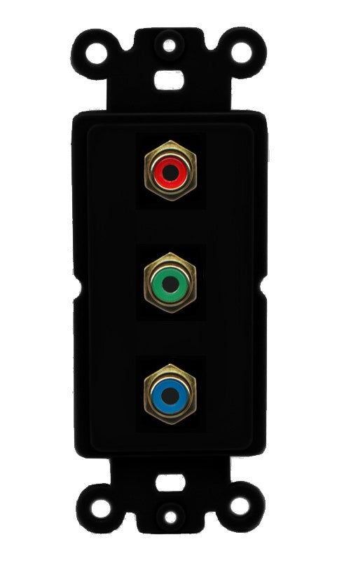 RiteAV 3 x RCA Red-Green-Blue Component Wall Plate - Rocker [Black/Black]