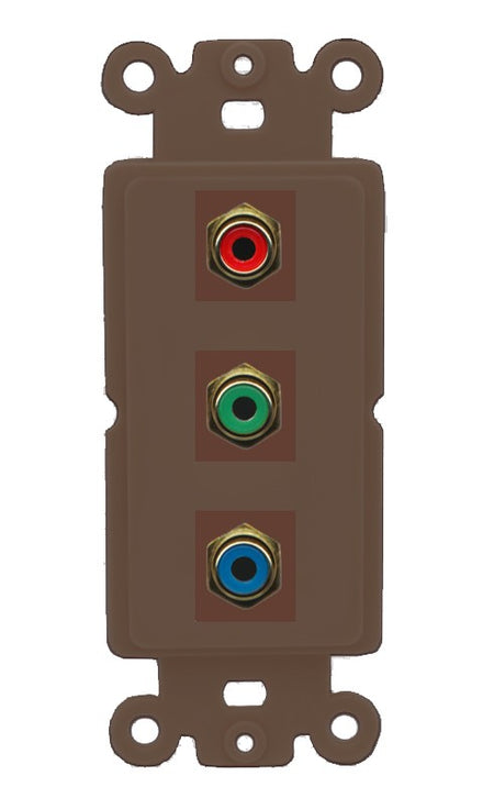 RiteAV 3 x RCA Red-Green-Blue Component Wall Plate - Rocker [Brown/Brown]