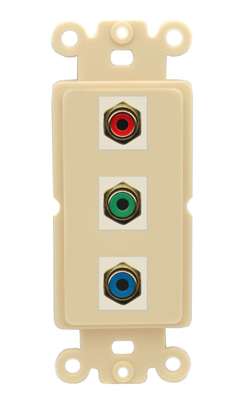 RiteAV 3 x RCA Red-Green-Blue Component Wall Plate - Rocker [Ivory/Ivory]
