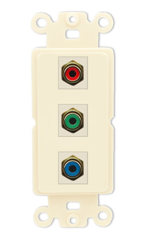 RiteAV 3 x RCA Red-Green-Blue Component Wall Plate - Rocker [Light-Almond]