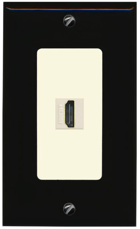 RiteAV HDMI Wall Plate 1 Port - 1 Gang [Black/Light-Almond]