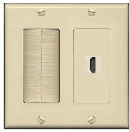 RiteAV HDMI Wall Plate 1 Port - Brush [Ivory/Ivory]