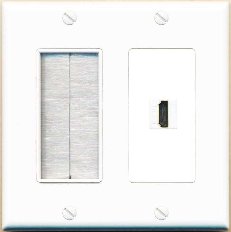 RiteAV HDMI Wall Plate 1 Port - Brush [White]