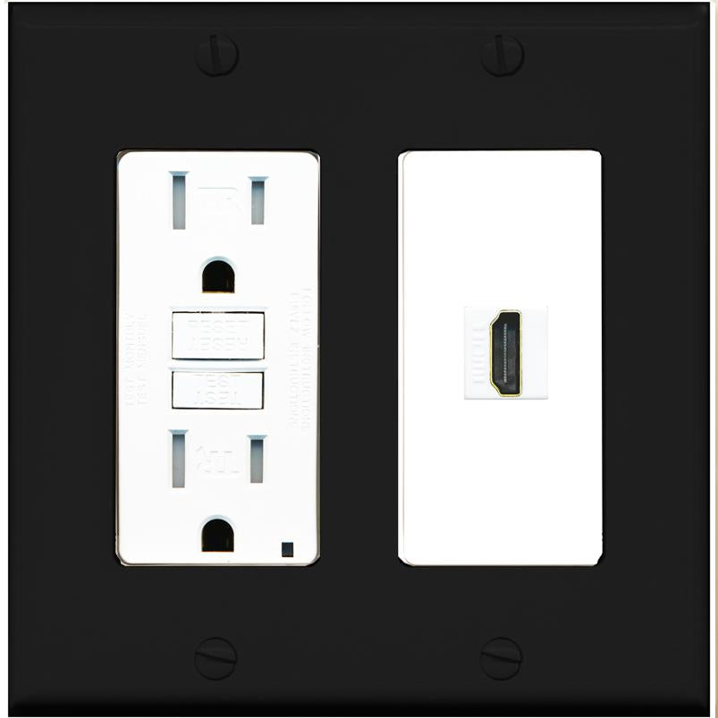 RiteAV HDMI Wall Plate 1 Port - GFCI [Black/White]