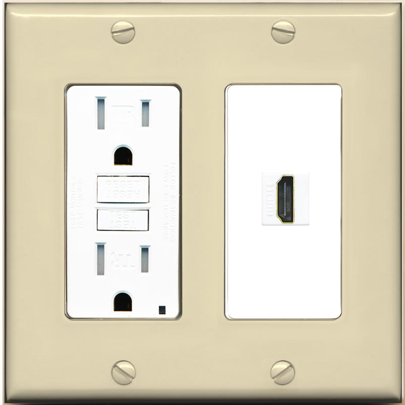 RiteAV HDMI Wall Plate 1 Port - GFCI [Ivory/White]