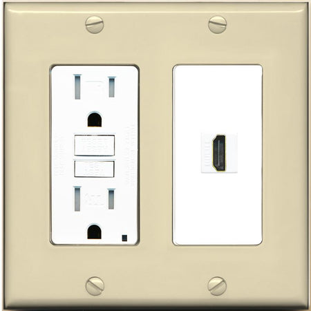 RiteAV HDMI Wall Plate 1 Port - GFCI [Ivory/White]