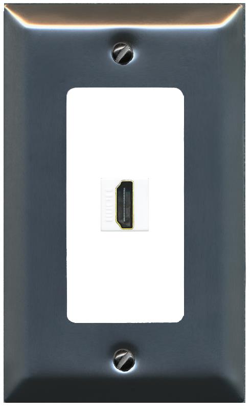 RiteAV HDMI Wall Plate 1 Port - 1 Gang [Brushed-Nickel/White]