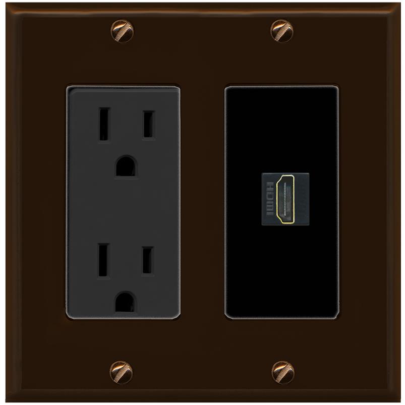 RiteAV HDMI Wall Plate 1 Port - Outlet [Brown/Black]