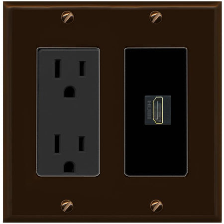 RiteAV HDMI Wall Plate 1 Port - Outlet [Brown/Black]