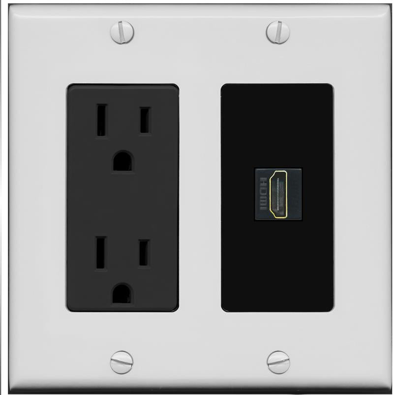 RiteAV HDMI Wall Plate 1 Port - Outlet [Gray/Black]