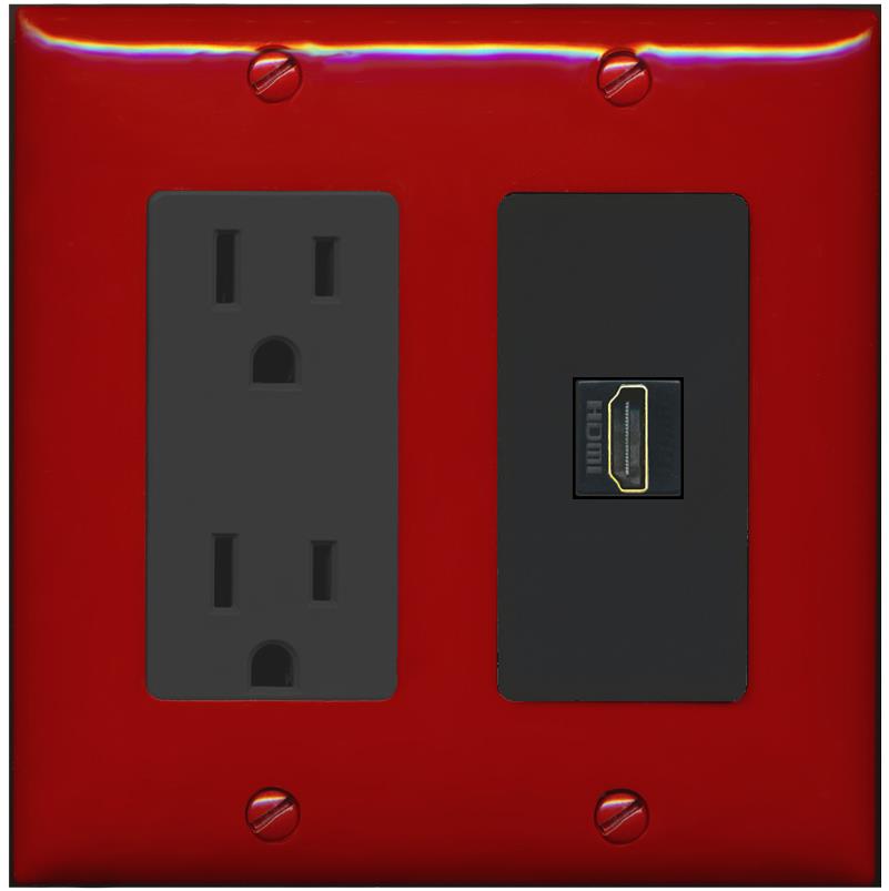 RiteAV HDMI Wall Plate 1 Port - Outlet [Red/Black]