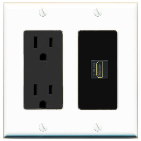 RiteAV HDMI Wall Plate 1 Port - Outlet [White/Black]