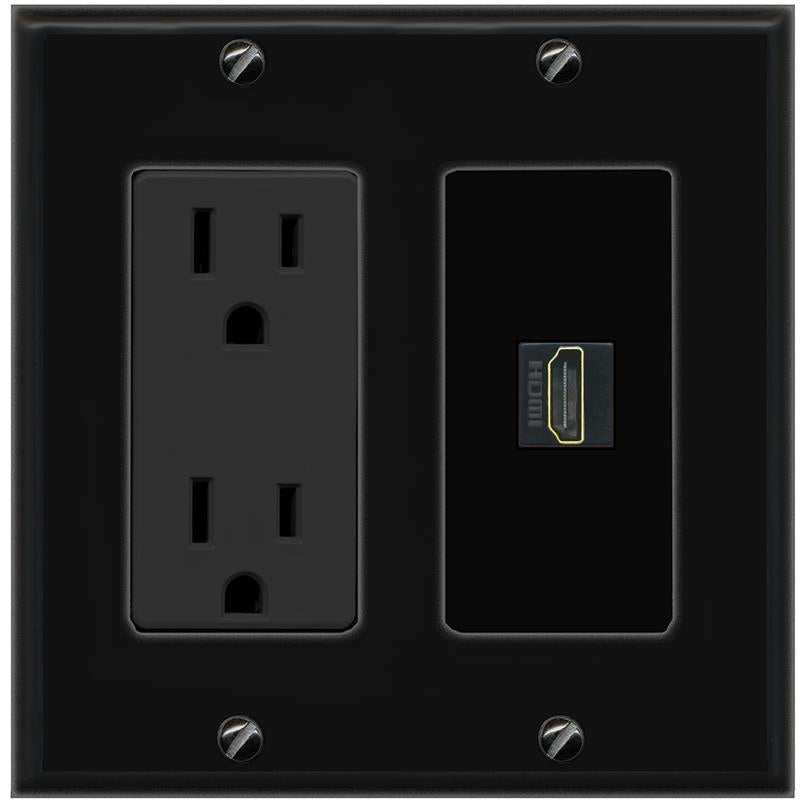 RiteAV HDMI Wall Plate 1 Port - Outlet [Black/Black]