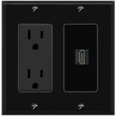 RiteAV HDMI Wall Plate 1 Port - Outlet [Black/Black]