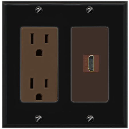 RiteAV HDMI Wall Plate 1 Port - Outlet [Black/Brown]