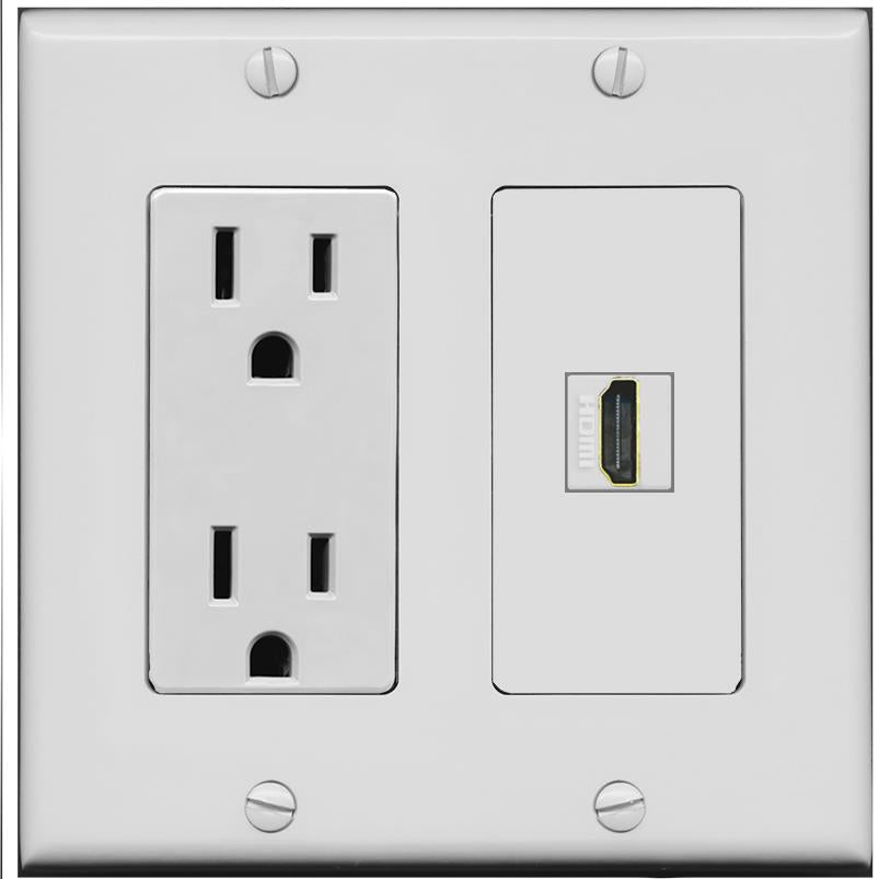 RiteAV HDMI Wall Plate 1 Port - Outlet [Gray/Gray]