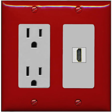 RiteAV HDMI Wall Plate 1 Port - Outlet [Red/Gray]