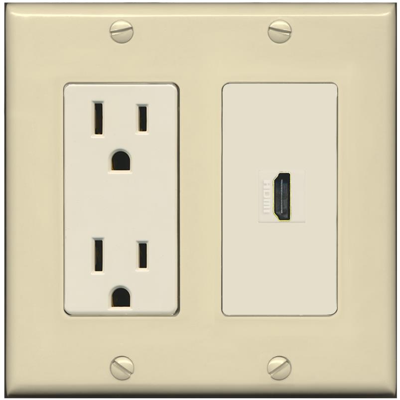 RiteAV HDMI Wall Plate 1 Port - Outlet [Ivory/Light-Almond]