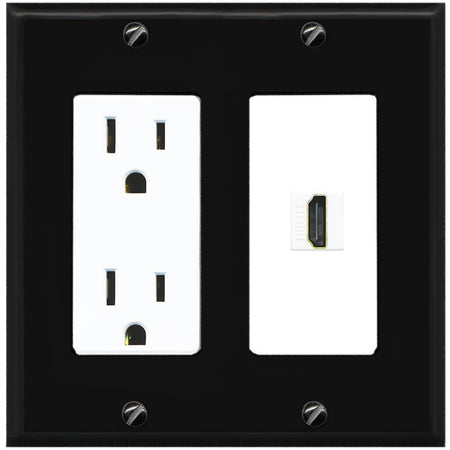 RiteAV HDMI Wall Plate 1 Port - Outlet [Black/White]