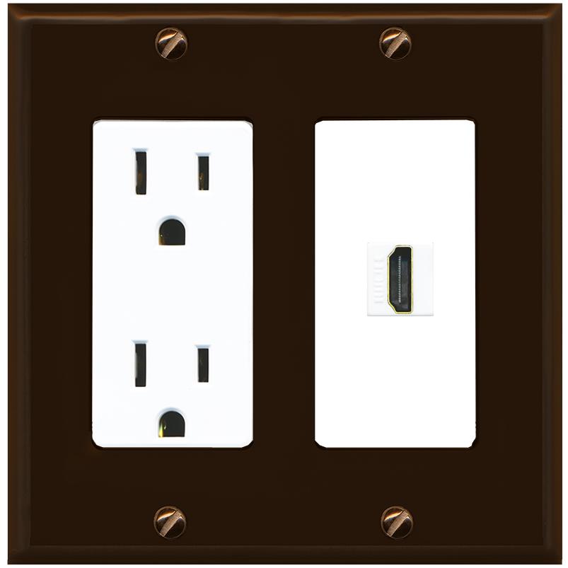 RiteAV HDMI Wall Plate 1 Port - Outlet [Brown/White]