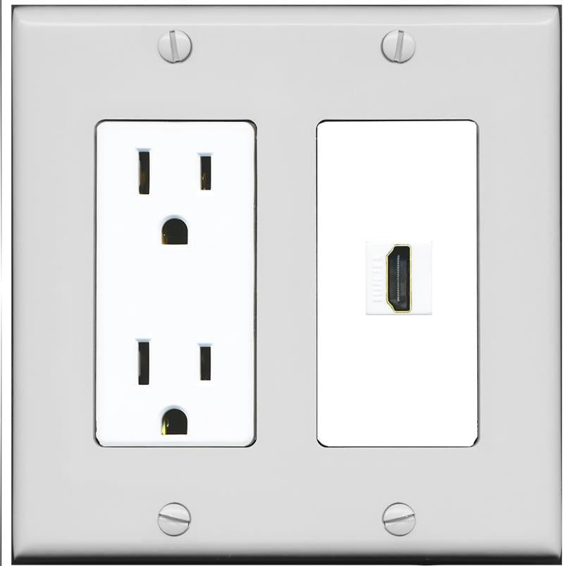 RiteAV HDMI Wall Plate 1 Port - Outlet [Gray/White]