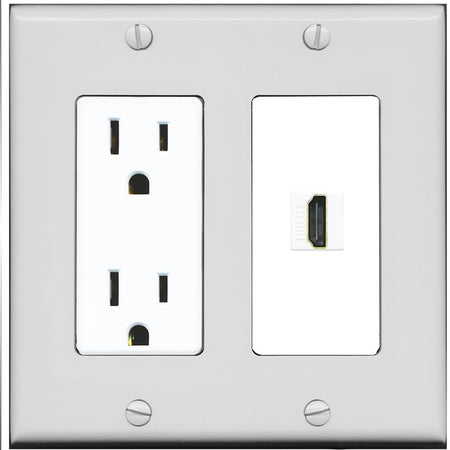 RiteAV HDMI Wall Plate 1 Port - Outlet [Gray/White]