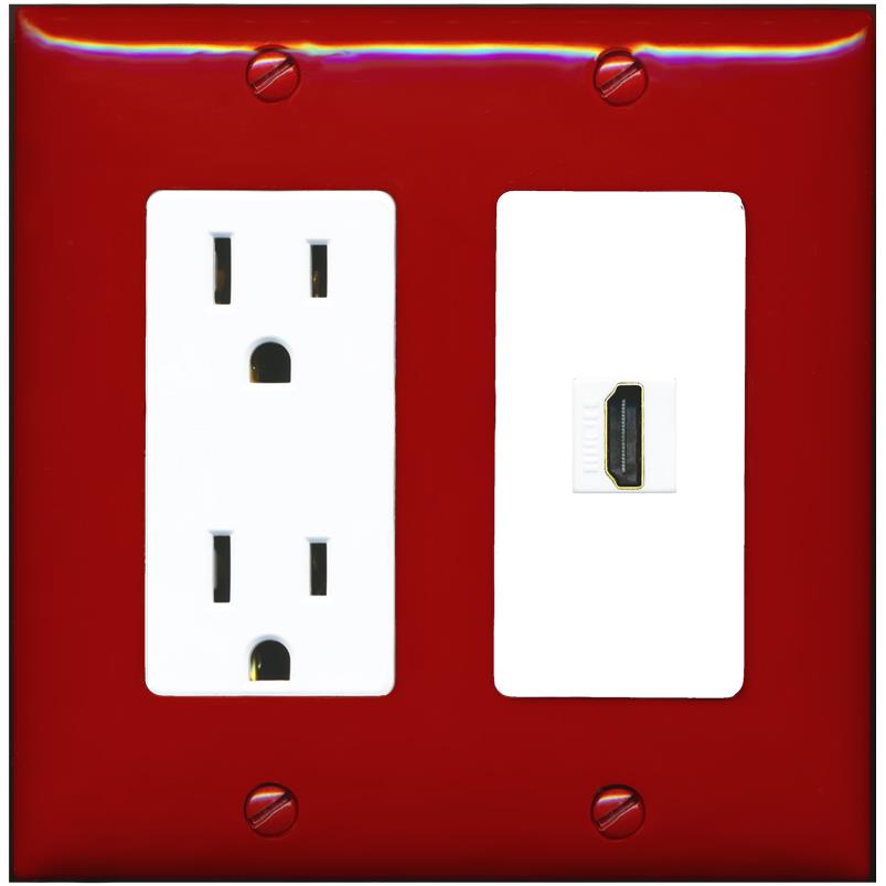 RiteAV HDMI Wall Plate 1 Port - Outlet [Red/White]