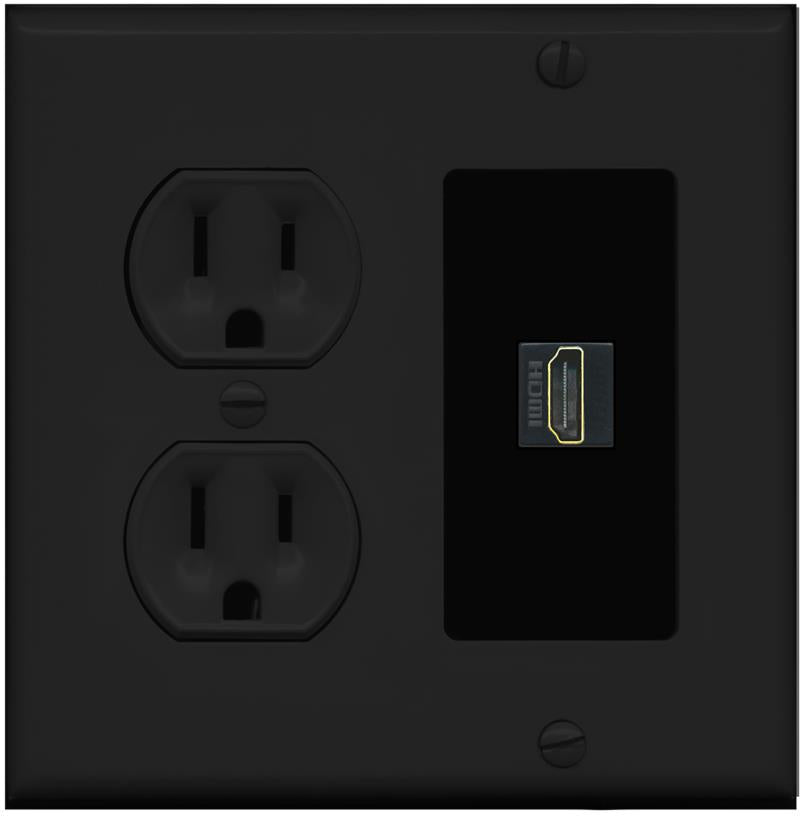 RiteAV HDMI Wall Plate 1 Port - Round Outlet [Black/Black]