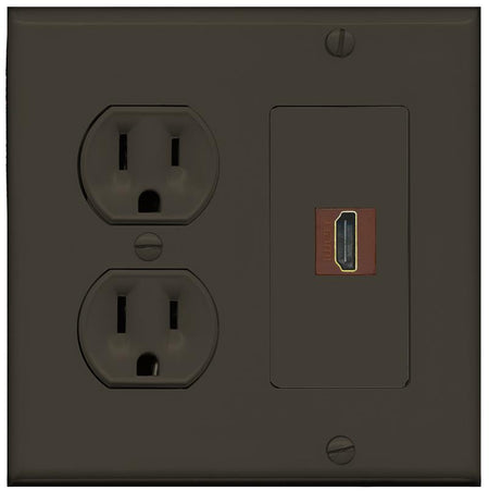 RiteAV HDMI Wall Plate 1 Port - Round Outlet [Brown/Brown]