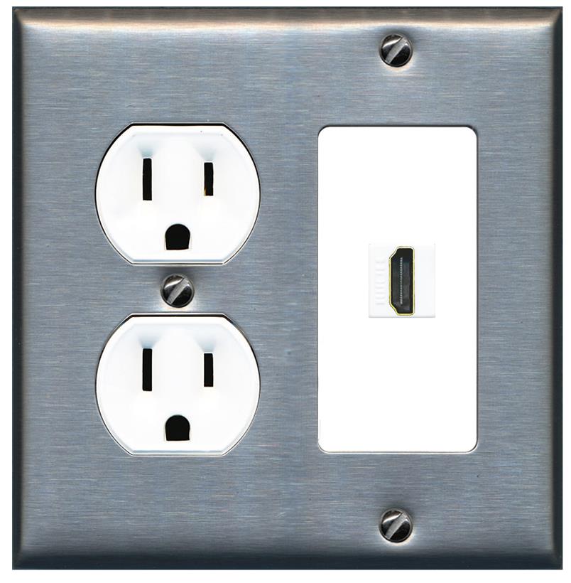 RiteAV HDMI Wall Plate 1 Port - Round Outlet [Stainless/White]