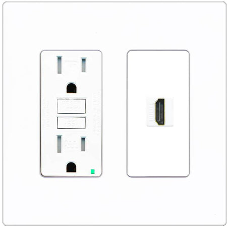 RiteAV HDMI Wall Plate 1 Port - GFCI [Screwless White]