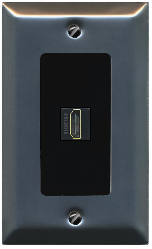 RiteAV HDMI Wall Plate 1 Port - 1 Gang [Stainless/Black]