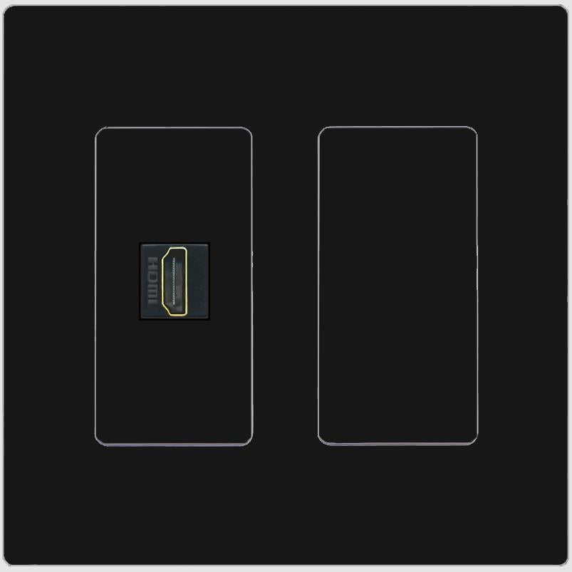 RiteAV HDMI Wall Plate 1 Port - 2 Gang [Screwless Black]