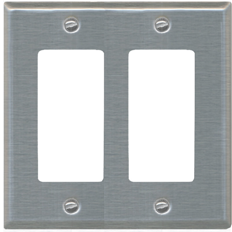 RiteAV Stainless Steel Wall Plate Decorative Light Switch and Outlet Cover 2 Gang Metal