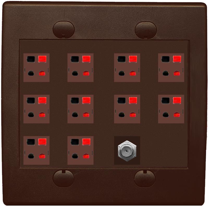 RiteAV 10 Speaker 2 Gang Wall Plate with 1 x Coax - Flat 2 Gang [Brown/Brown]