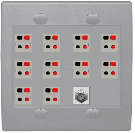 RiteAV 10 Speaker 2 Gang Wall Plate with 1 x Coax - Flat 2 Gang [Gray/Gray]