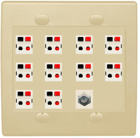 RiteAV 10 Speaker 2 Gang Wall Plate with 1 x Coax - Flat 2 Gang [Ivory/Ivory]