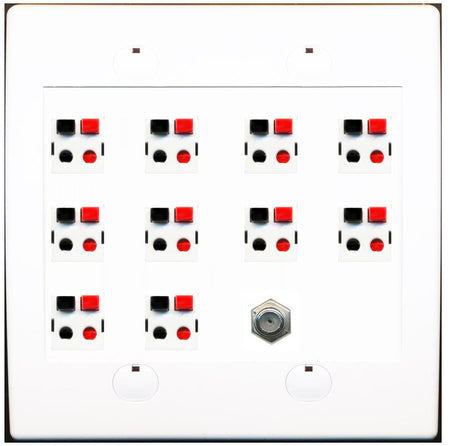 RiteAV 10 Speaker 2 Gang Wall Plate with 1 x Coax - Flat 2 Gang [White]