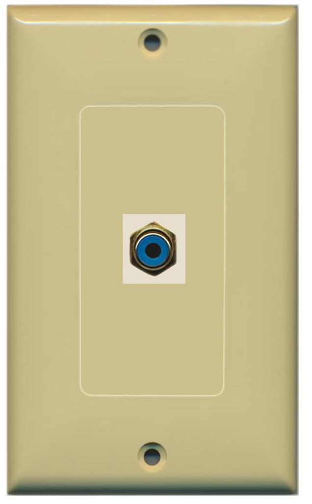 RiteAV - 1 RCA Blue for Subwoofer Audio Port Wall Plate Decorative - Ivory