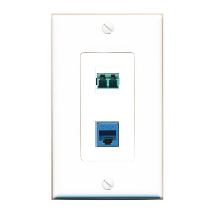 DecorZ Custom Wall Plate White with up to 2 Keystone Ports