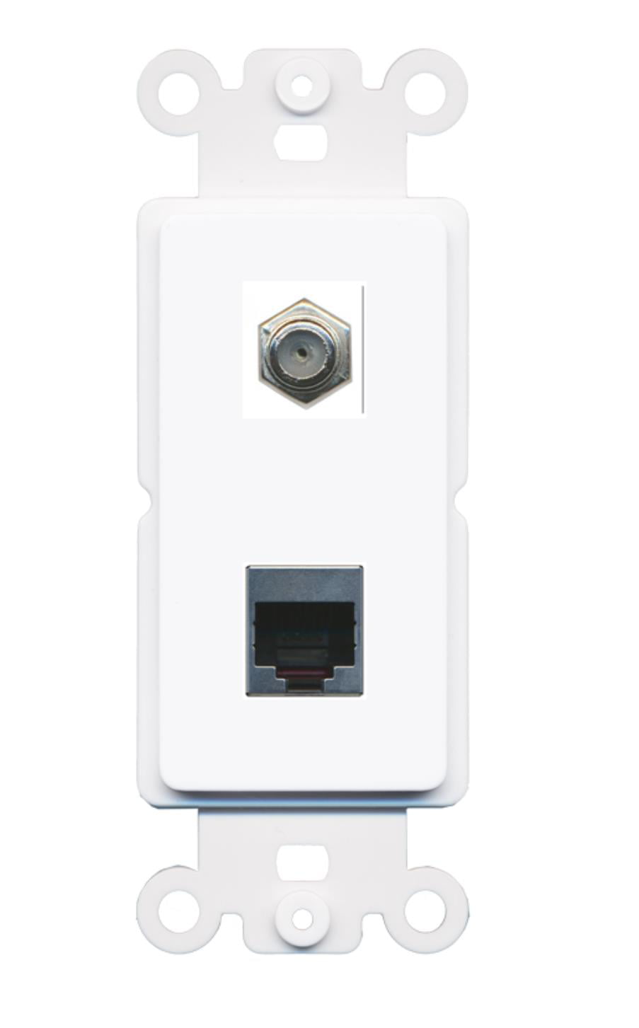 RiteAV - Coax Cat5e Shielded Port Wall Plate Decorative (Rocker) White
