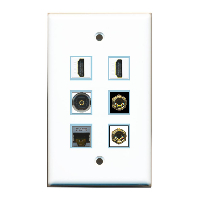 6 Port Custom Keystone Wall Plate Solid White