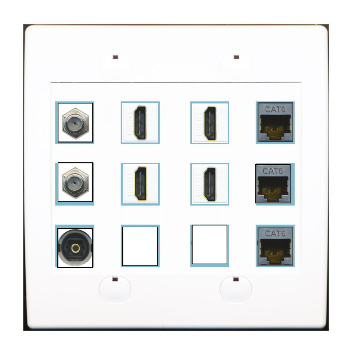 Custom Wall Plate White with up to 12 Keystone Ports