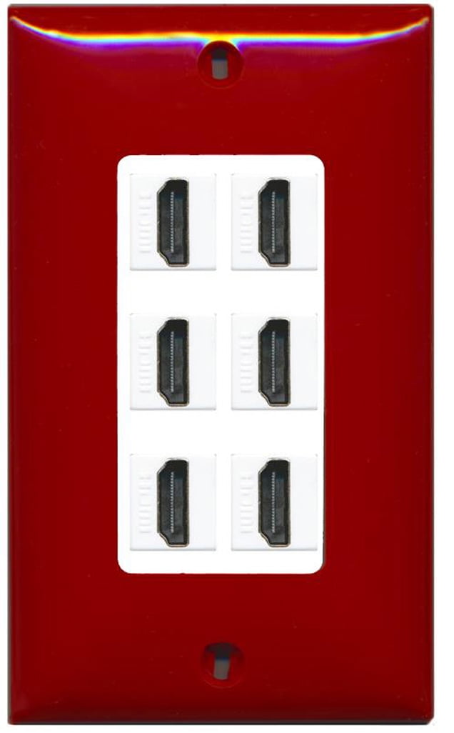 RiteAV - 6 Port HDMI 2.0 Decorative Wall Plate (Red & White)