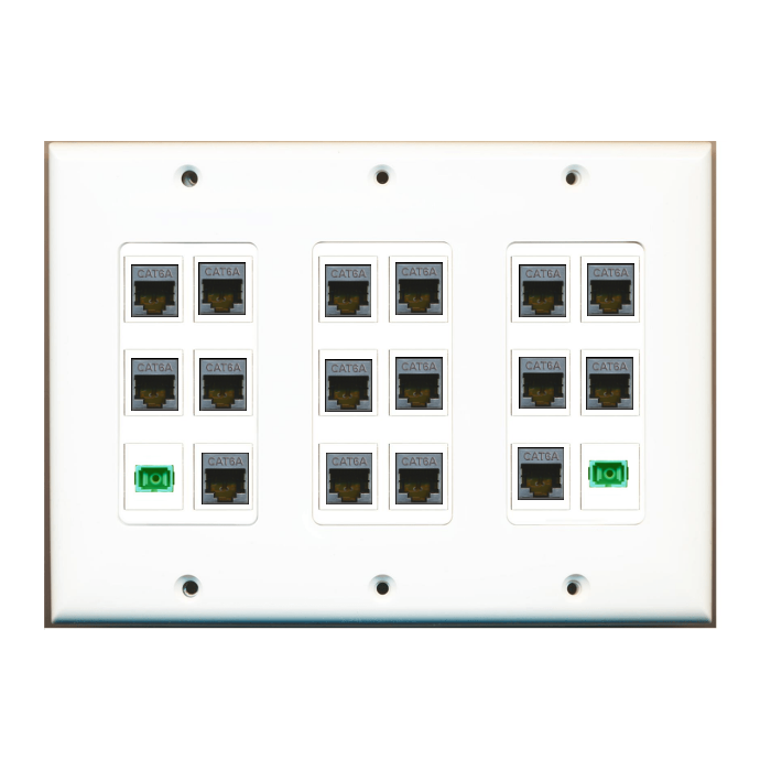 Custom Wall Plate White with up to 18 Keystone Ports