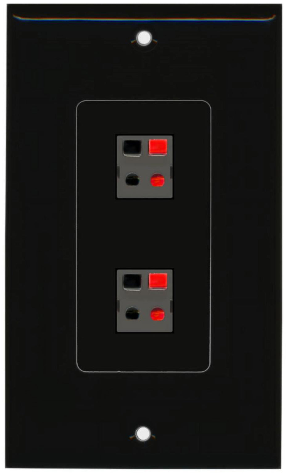 RiteAV - 2 Port Speaker Decorative Wall Plate - Black - Bracket Included