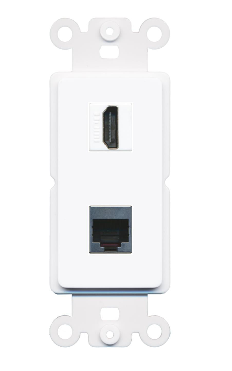 RiteAV - HDMI Cat5e Shielded Port Wall Plate Decorative (Rocker) White