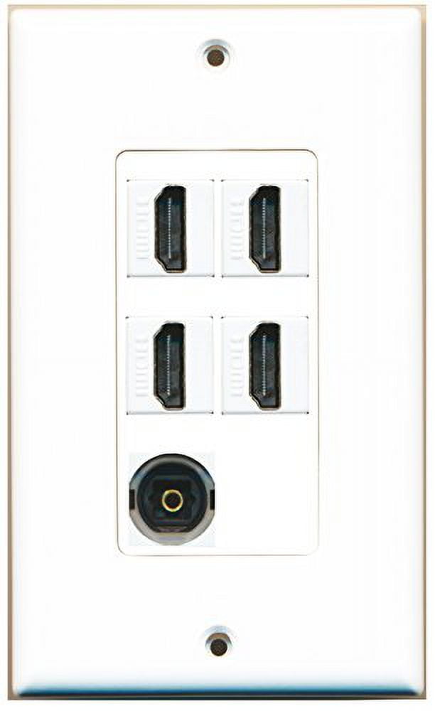 RiteAV - 4 x HDMI and 1 x Toslink Digital Audio Port Wall Plate - White