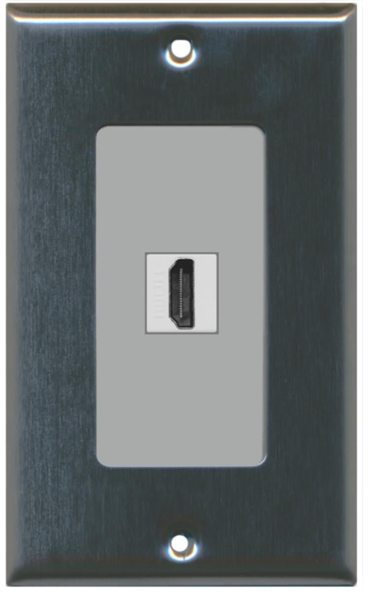 RiteAV 1 HDMI Port Female-Female Wall Plate Decorative - Stainless Steel/Gray - Bracket Included